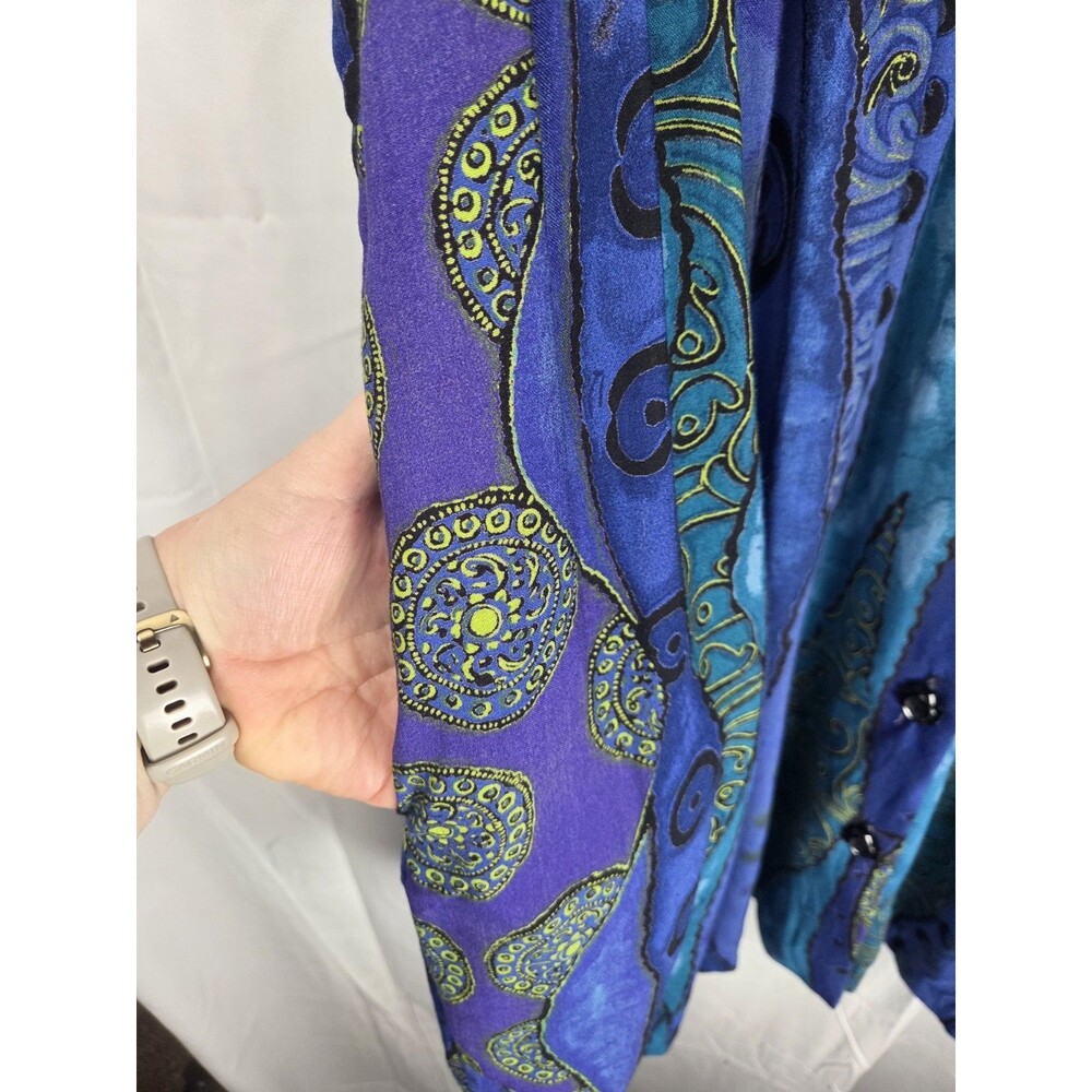 Vintage Cascais California Dress Size 16 Blue Abstract Paisley Sleeveless USA - Picture 4 of 9